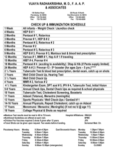 Immunization Schedule - Dr. Radhakrishna & Associates