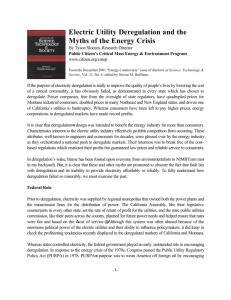 Electric Utility Deregulation and the Myths of the