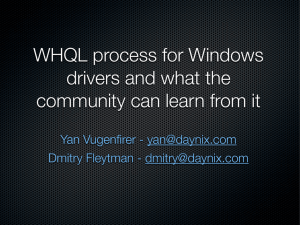 WHQL process for Windows drivers and what the community