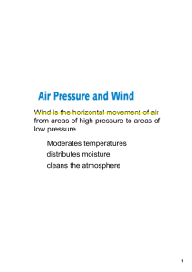 Wind is the horizontal movement of air from areas of high pressure