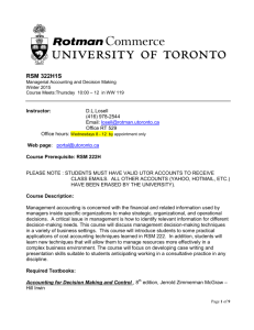 RSM 322H1S - University of Toronto