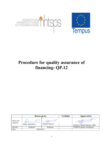 Procedure for quality assurance of financing