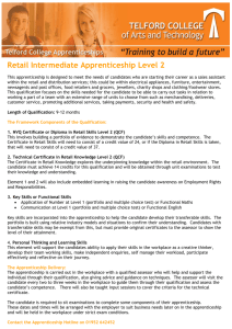 Retails Skills Intermediate Apprenticeship Level 2