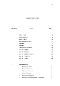 vii TABLE OF CONTENTS CHAPTER TITLE PAGE TITLE PAGE i