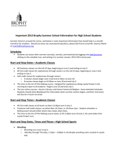 Important 2013 Brophy Summer School Information for High School