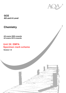 GCE Chemistry Unit 3X Specimen Mark Scheme - A