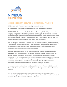 NIMBUS DISCOVERY SECURES $24MM SERIES A FINANCING