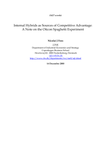 Internal Hybrids as Sources of Competitive Advantage: A Note on
