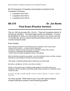 BA 210 Dr. Jon Burke Final Exam (Practice Version)