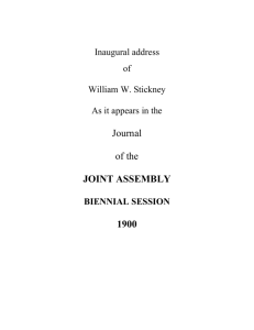 Inaugural Address - William W. Stickney 1900