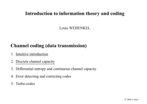 Introduction to information theory and coding Channel coding (data