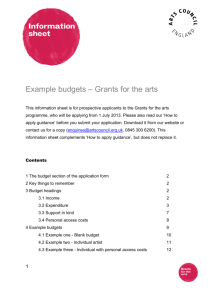 Example budgets – Grants for the arts