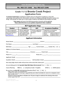 BCP Application 2014 - Bronte Creek Project