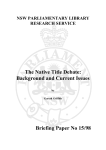 The Native Title Debate - Parliament of New South Wales