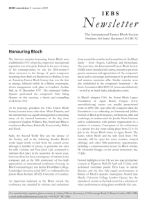 Newsletter 1: Summer 2009 - the International Ernest Bloch Society