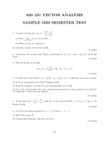 620–231 VECTOR ANALYSIS SAMPLE MID SEMESTER TEST