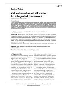 Value-based asset allocation: An integrated framework