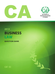 Business laws - Question Bank - The Institute of Chartered