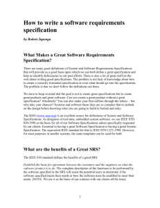 How to write a software requirements specification