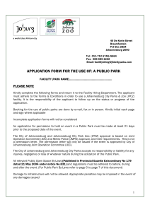 APPLICATION FORM FOR THE USE OF: A PUBLIC PARK