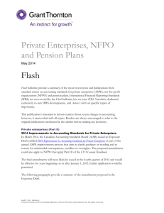 Private Enterprises, NFPO and Pension Plans Flash