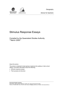 Stimulus Response Essays - Queensland Curriculum and