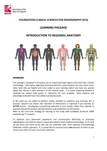 LEARNING PACKAGE INTRODUCTION TO REGIONAL ANATOMY