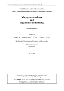 Management science and organizational learning