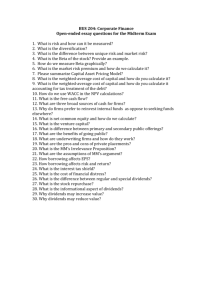 BUS 204: Corporate Finance Open-‐ended essay questions for the
