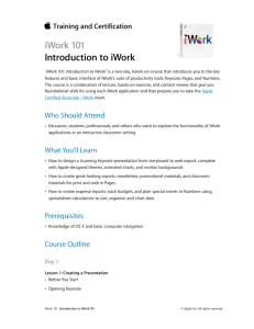 iWork 101 Introduction to iWork - Training