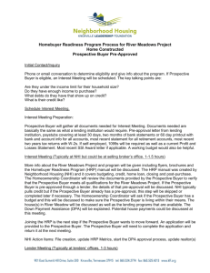 Homebuyer Readiness Program Process for River Meadows Project
