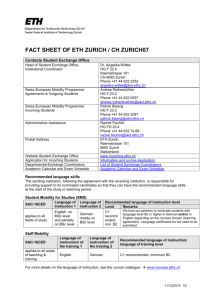 FACT SHEET OF ETH ZURICH / CH ZURICH07