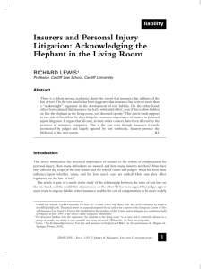 Insurers and Personal Injury Litigation