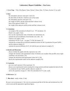Laboratory Report Guideline – #1 Boyle's & Charles's Laws
