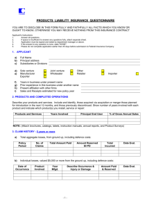 products liability insurance questionnaire