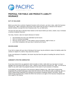 proposal for public and products liability insurance
