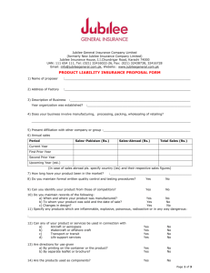 PRODUCT LIABILITY INSURANCE PROPOSAL FORM