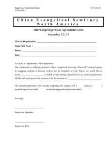 China Evangelical Seminary North America Internship Supervisor