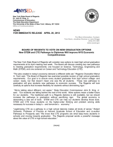 NEWS FOR IMMEDIATE RELEASE APRIL 20, 2012 BOARD OF