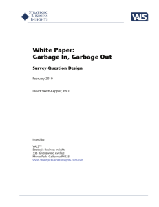 VALS | White Paper: Garbage In, Garbage Out (February 2010)