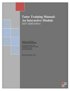 Tutor Training Manual: An Interactive Module