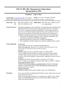 OM 711-001, 002: Management of Operations Spring Quarter 2012