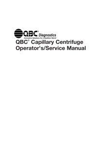 QBC® Capillary Centrifuge Operator's/Service Manual