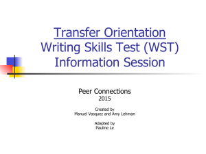 Transfer Orientation Writing Skills Test (WST