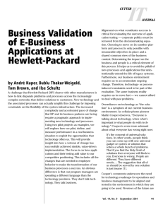 Business Validation of E-Business Applications at Hewlett