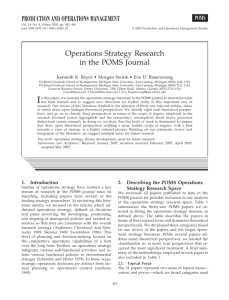 Operations Strategy Research in the POMS Journal