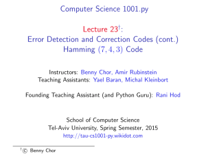 Hamming (7, 4, 3) Code - CS1001.py