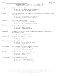 Vocabulary Unit 1 – Words 1-10