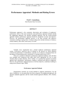 Performance Appraisal: Methods and Rating Errors
