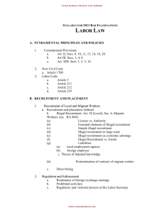 2011 bar examination coverage - labor law